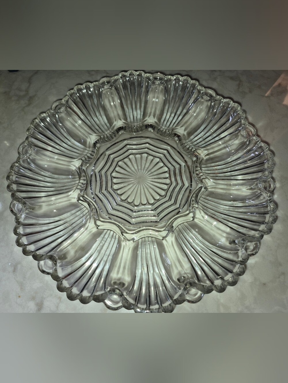 Vintage Anchor Hocking Pattern 896 Clear Glass Deviled Egg Plate (circa 1950s), - Picture 1 of 3